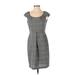 Petite Sophisticate Outlet Casual Dress - Sheath: Gray Plaid Dresses - Women's Size 4