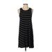 Madewell Casual Dress - Mini Crew Neck Sleeveless: Black Stripes Dresses - Women's Size Small