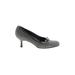 Stuart Weitzman Heels: Pumps Kitten Heel Work Gray Print Shoes - Women's Size 10 - Round Toe