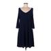 MSK Casual Dress - A-Line Cold Shoulder 3/4 sleeves: Blue Print Dresses - Women's Size Medium