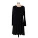 Old Navy Casual Dress - A-Line Crew Neck Long sleeves: Black Print Dresses - Women's Size Large
