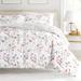 Winston Porter Down-Alternative Comforter Set in Meadow Floral Stripe Polyester/Polyfill/Microfiber in Gray/Pink/White | Wayfair