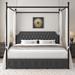 Lark Manor™ Artevious Metal Bed Upholstered/Velvet/Metal & Upholstered/Metal in Gray/Yellow | 77.2 H x 78.3 W x 83 D in | Wayfair