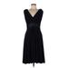 Eliza J Casual Dress - Party V Neck Sleeveless: Black Solid Dresses - Women's Size 8