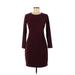 Of Mercer Casual Dress - Sheath High Neck 3/4 sleeves: Burgundy Print Dresses - Women's Size 6