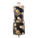 DressBarn Casual Dress - Shift Scoop Neck Sleeveless: Yellow Floral Dresses - Women's Size 8