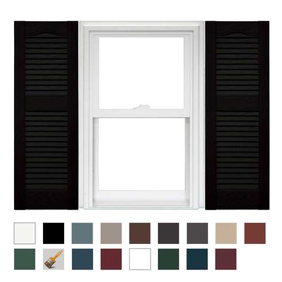 Mid America Open Louver Vinyl Shutters 12 Inch Width (1 Pair) In Stock Now 12 x 48 002 Black