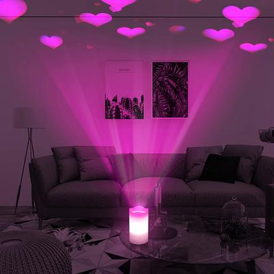 Led Candle Projector Pink Hearts