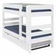 Pack lit superpose gigogne avec 2 matelas bois massif blanc 90x200 cm