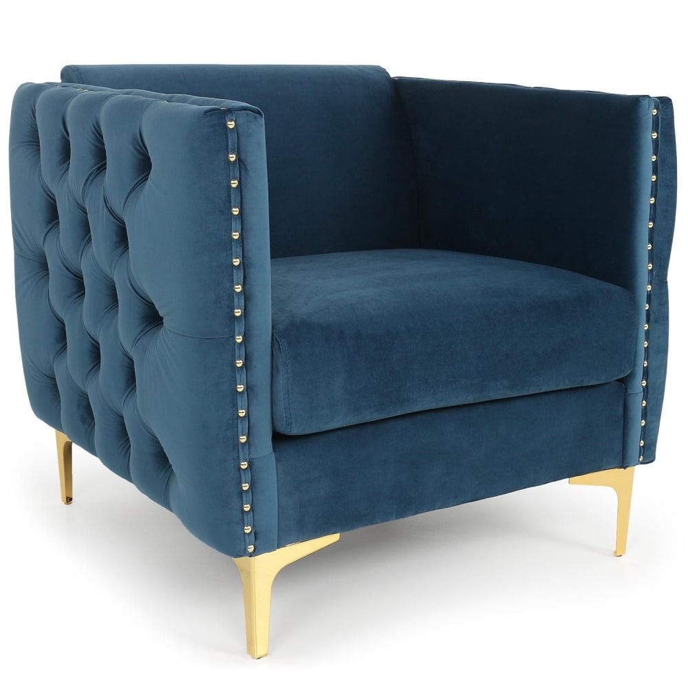 Fauteuil joshua velours bleu