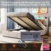 Modern Velvet Upholstered Bed Frame, Queen Size Storage Platform Bed with LED light, Bluetooth Player & USB Charging for Aaldult