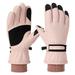 1 pair of pink / gray ski gloves men and women winter warm outdoor riding climbing waterproof winter gloves - pink