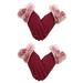 2 pairs of winter women s warm gloves mouth plus velvet thickening cold outdoor cycling not inverted velvet touch screen gloves - red