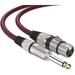 XLR Female to 1/4 TS Cable 6ft (2 Pack) Nylon Braided Microphone Cable 6.35mm Mono Jack Unbalanced Microphone Cable