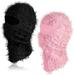 2 Pack Balaclava Ski Mask Full Face Knitted Balaclava Windproof Cool Ski Mask for Cold Weather Black + Pink