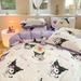 Sanrios Kuromi Bedding Four-Piece Set Cute Cartoon Cinnamoroll Student Home Suit Bed Sheet Quilt Cover Girls Bed Accessories