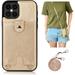 Necklace Crossbody Case for iPhone 12 Pro Max PU Leather Wallet Lanyard Case Cover with Card Holder Adjustable Detachable Anti-Lost Neck Strap Case for iPhone 12 Pro Max 6.7 Gold