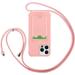 Crossbody Wallet Phone Case for iPhone 13 Pro Max with Card Holder Cute Clear TPU Soft Case with Adjustable Nylon Neck Lanyard Strap Shockproof Protective Case for Womem & Men-Pink