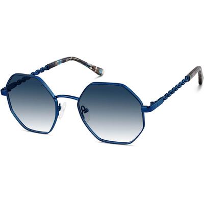 Zenni Geometric Rx Sunglasses Blue Stainless Steel Full Rim Frame