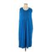 Woman Within Casual Dress - Shift Scoop Neck Sleeveless: Blue Solid Dresses - Women's Size 14