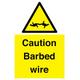 Schild mit Aufschrift "Caution Barbed Wire", 400 x 600 mm, A2P