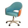 YCKEGEW Desk Chair with Latex Seat Cushion, Vanity Chairs Swivel Chair with Wheels,Leather Computer Chair Adjustable High,Reading Chair Work Chair (Color : Blue+Orange)