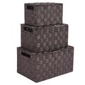 Harrage Storage Baskets 3 Packs Woven Basket Bin Woven Strap Shelf Organizer Container Tote Cube Organizer-Brown