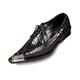 Rui Landed Oxford For Men Formal Shoes Lace Up Style OX Leather Delicate Metal Pointed Toe Luxury Snakeskin Texture (Color : Black, Size : 9.5 UK)