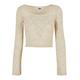 Longsleeve URBAN CLASSICS "Damen Ladies Cropped Lace Longsleeve" Gr. S, beige (softseagrass) Damen Shirts Jersey