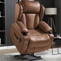 Latitude Run® Faux Leather Power Lift Recliner Chair, Heat & Massage by Remote Control Faux Leather in Brown | 40.5 H x 33.46 W x 29.13 D in | Wayfair