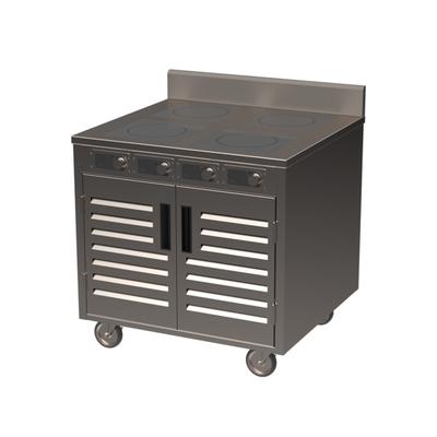 Spring USA BOH-3500DC 36" Mobile Cooking Cart w/ 4 Induction Burners, Silver, 208/240 V