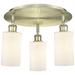 Clymer 15.63"W 3 Light Antique Brass Flush Mount w/ Matte White Glass