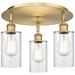 Clymer 15.63" Wide 3 Light Brushed Brass Flush Mount With Clear Glass