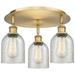 Caledonia 16.75"W 3 Light Brushed Brass Flush Mount With Mica Glass Sh