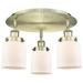 Bell 16.75"W 3 Light Antique Brass Flush Mount With Matte White Glass