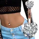 Zircon Crystal Belly Button Piercing Rings for Women Navel Ring Surgical Steel Barbell Heart