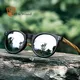 HU WOOD Brand Designer Polarized SunglassesFor Women Wood Earpieces Fashion Round Sun Glasses Mirror