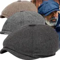 Men Vintage Beret Wool Tweed Newsboy Hat Herringbone Gatsby Hats Street Caps Men Casual British