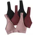 Reggiseni senza cuciture per le donne reggiseno sportivo a coste reggiseno a V profondo top