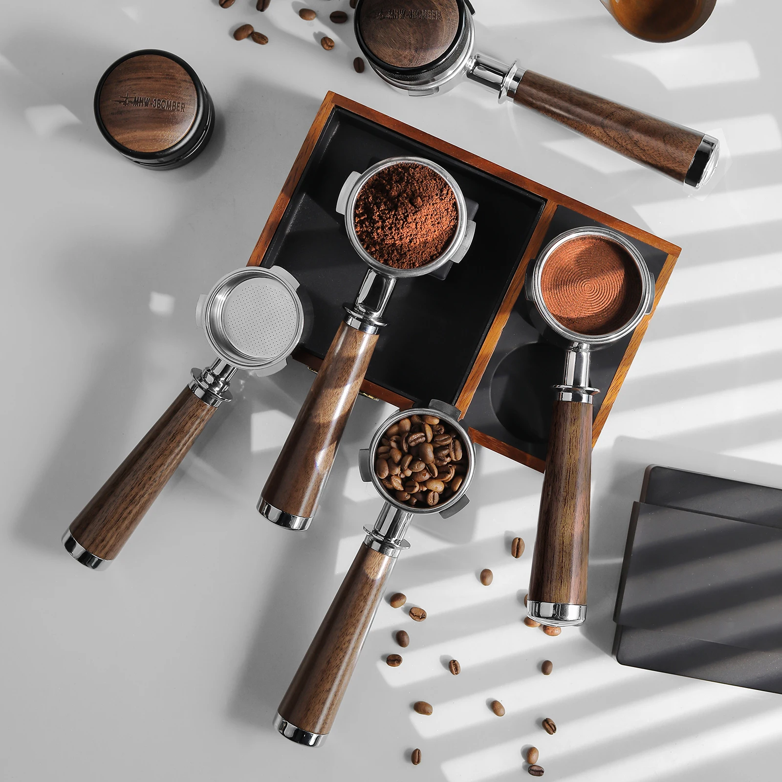 MHW-3BOMBER Bodenloser Kaffee-Siebträger 51/54/58 mm Edelstahl-Siebträger für Delonghi/Barsetto/Berivlle/Lamarzocco/Welho Image