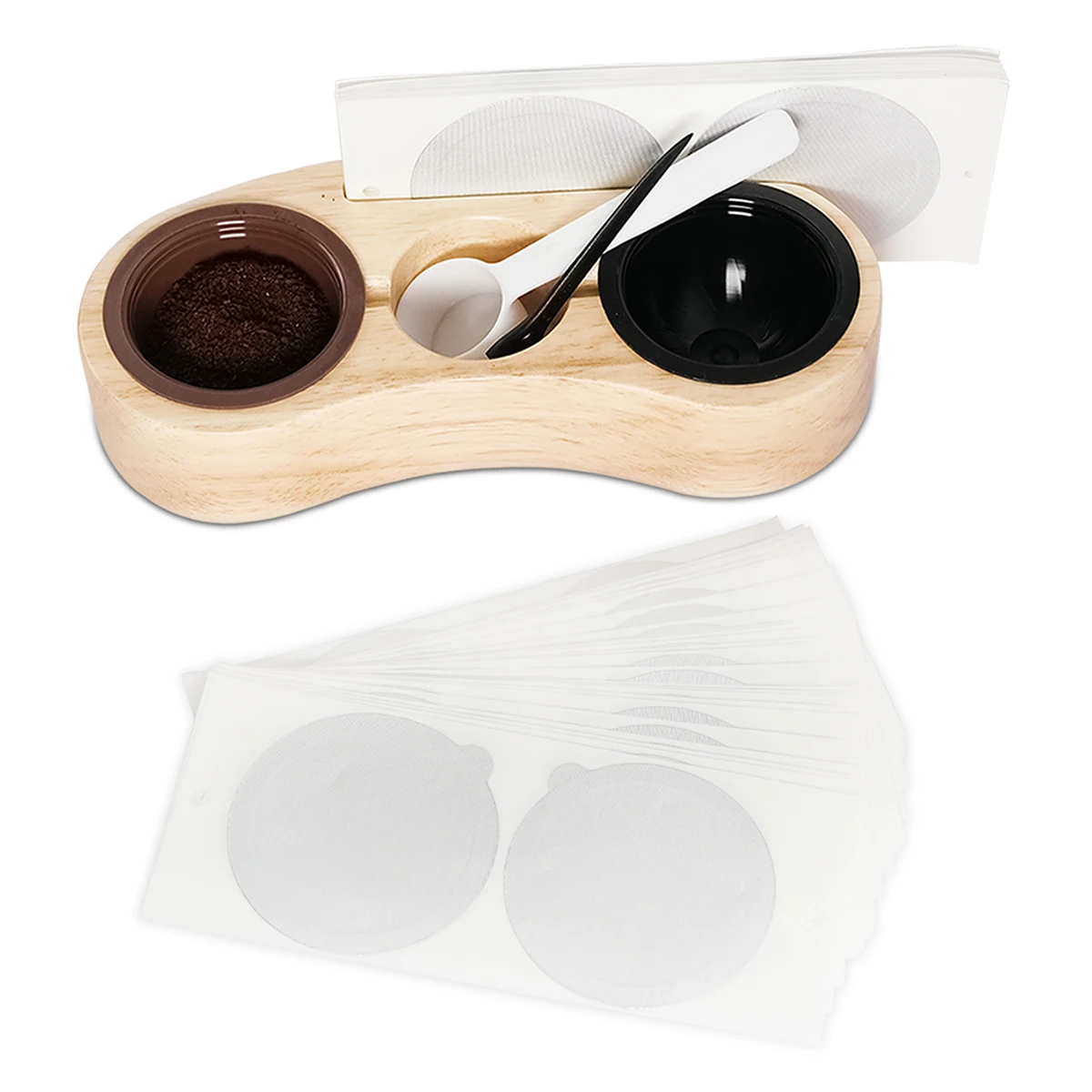 Füll werkzeug für Holz kaffeekapseln für Vertuolin kapseln mit 50 Stück Dichtungen Wares et Gummi Holz kapseln Halter kostenlos Geschenk bürste und Löffel