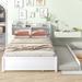 Full Size Kids Beds with Trundle, Bookcase Headboard Wood Platform Beds with Storage and Slat Support for Kids Boys Girls