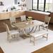 6-Piece Modern Kitchen Dining Table Set Rectangular Wood Table with 4 Linen Upholstered Chairs and Bench for Dining Room