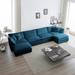 Chenille Straight Row Sectional Sofa with Reversible Chaise, Modular U-Shape Sleeper Sofa Living Room Leisure Couch