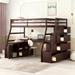 Twin Size All-in-One Loft Bed w/ Desk & 7 Drawers, 2 Shelves Upholstered Bed, Platform Bed Frame, Space-Saving Easy Assembly