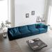 Blue 4 Seater Modular Couch Breathable Chenille Upholstered Sectional Sofa with Solid Wood Frame for Livingroom