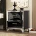 High Gloss Mirrored Nightstand with 2 Drawers and Metal Handle, Modern Wood Bedside Table for Bedroom, Living Room
