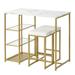 3-Piece Modern Pub Set with Faux Marble Countertop & Bar Stools