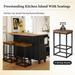 Farmhouse Kitchen Island Set with 2 Seatings & Storage Cabinet, 3 Piece Dining Table Set with Drop Leaf & Towel Rack