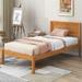 Twin Size Wood Slat Support Platform Bed Frame with Headboard, Oak